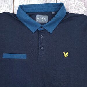 Lyle & Scott Mens Golf Polo Shirt Size XL Blue Pima Pocket Performance Top